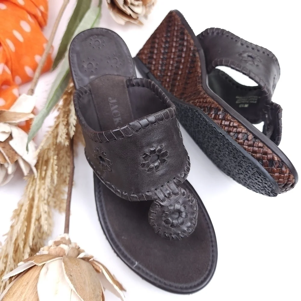 Jack Rogers Brown Leather Wedges Sz 6½m